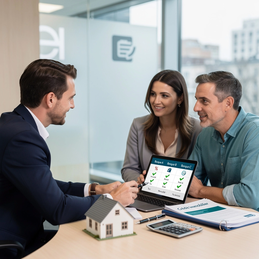 Un courtier parle avec un couple au sujet des offres de prêts