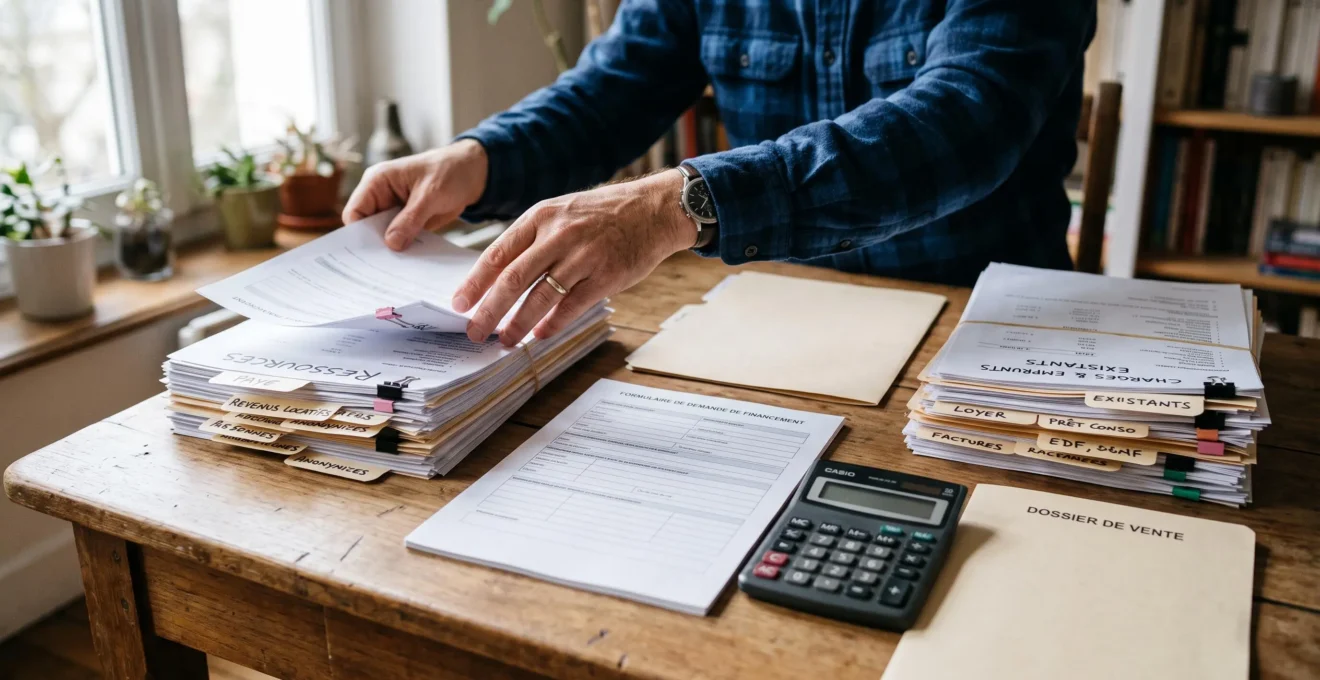 Documents de revenus et charges classés pour préparer l’étude d’un financement immobilier